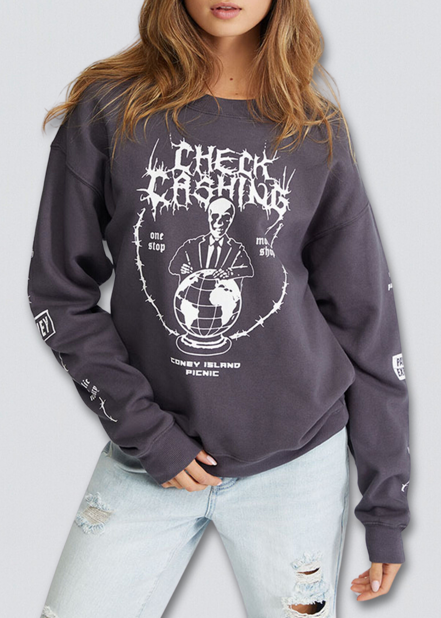 Check Cashing Graphic Sweatshirt
