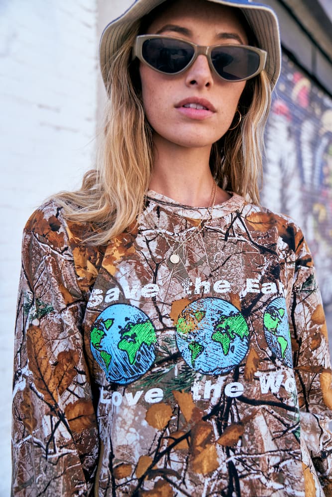 Save the Earth Camo Long Sleeve Tee