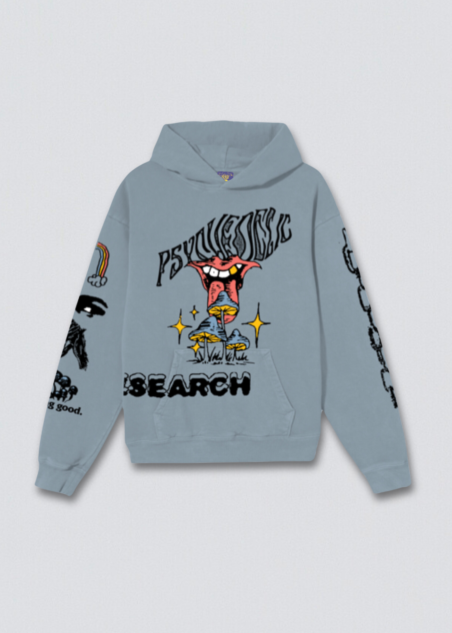 Psychedelic Research Puff Print Graphic Pullover Hoodie