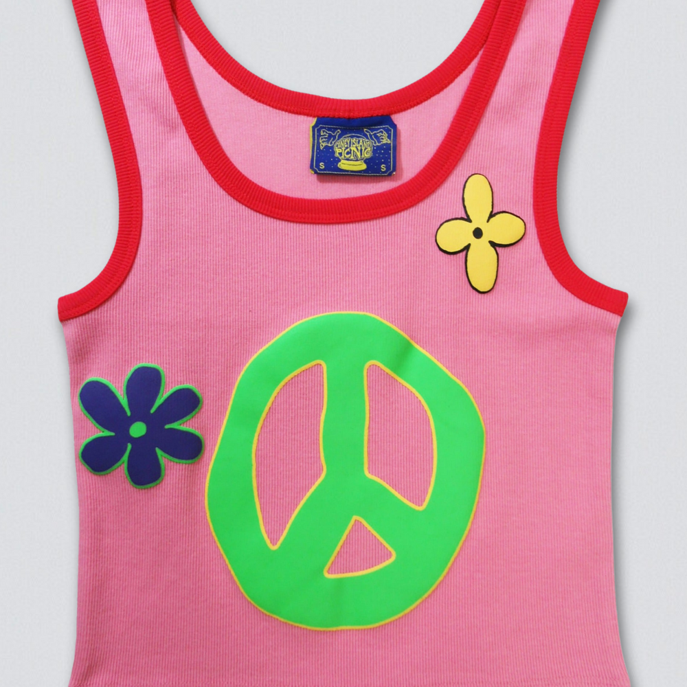 
                      
                        Peace Power Ribbed Ringer Tank Top
                      
                    