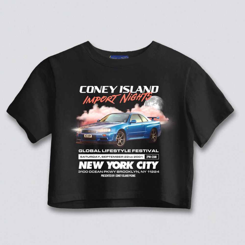 Coney Island Import Nights Puff Print Cropped Boxy Tee