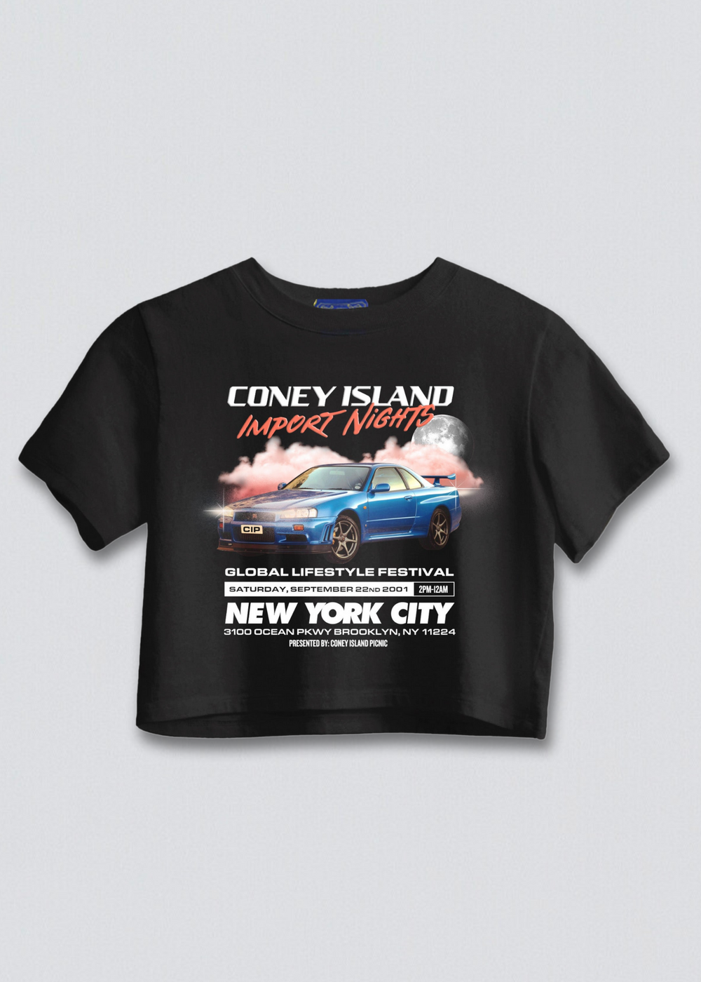 Coney Island Import Nights Puff Print Cropped Boxy Tee
