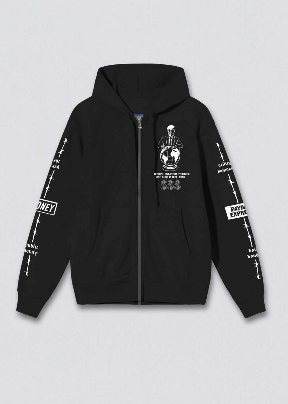 Check Cashing Graphic Zip Hoodie