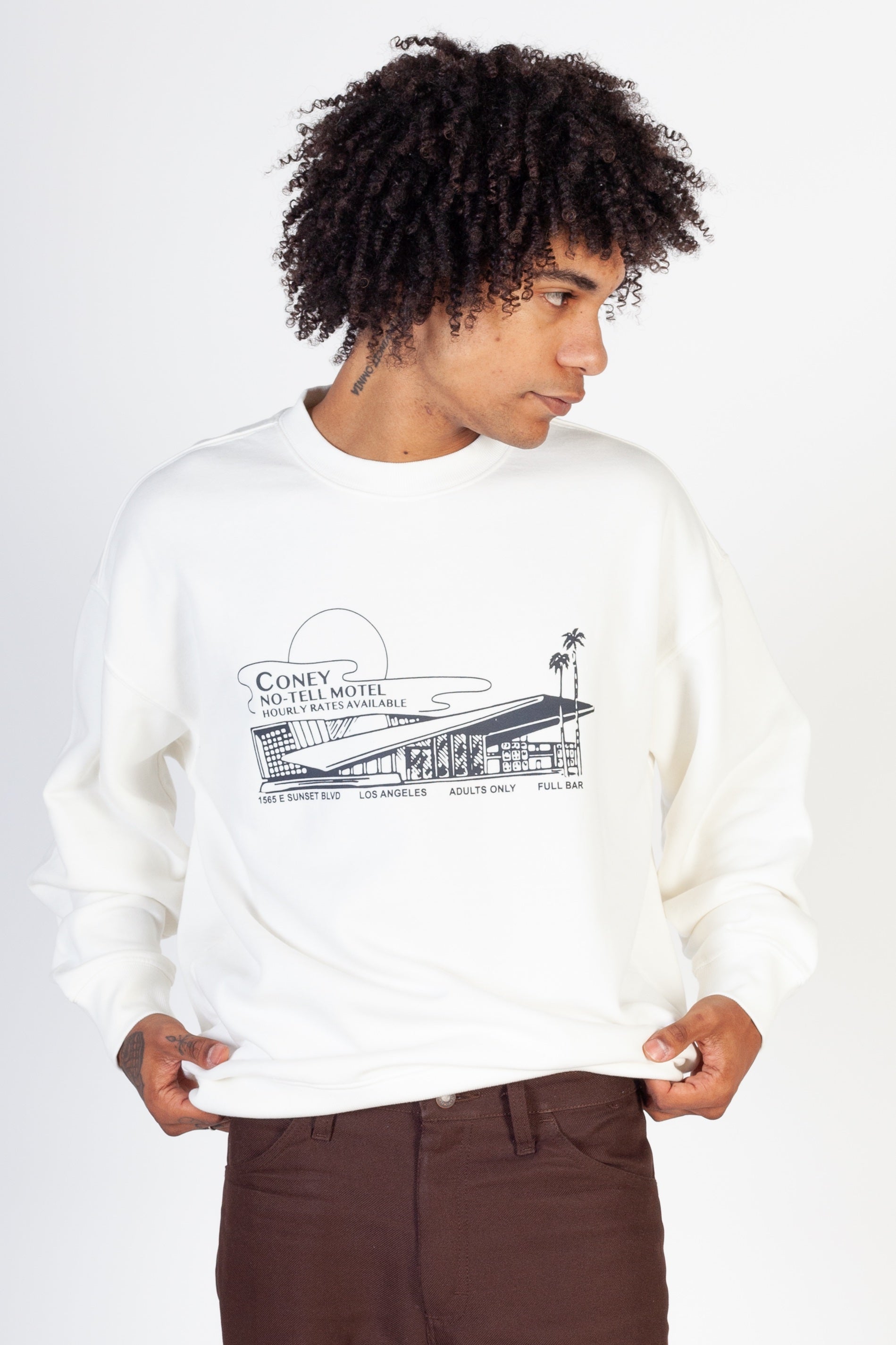 No Tell Motel Core Fleece Graphic Crewneck