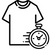icon of a tshirt with a clock on the bottom right corner
