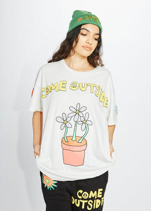 Come Outside Puff Print Graphic Short Sleeve Tee