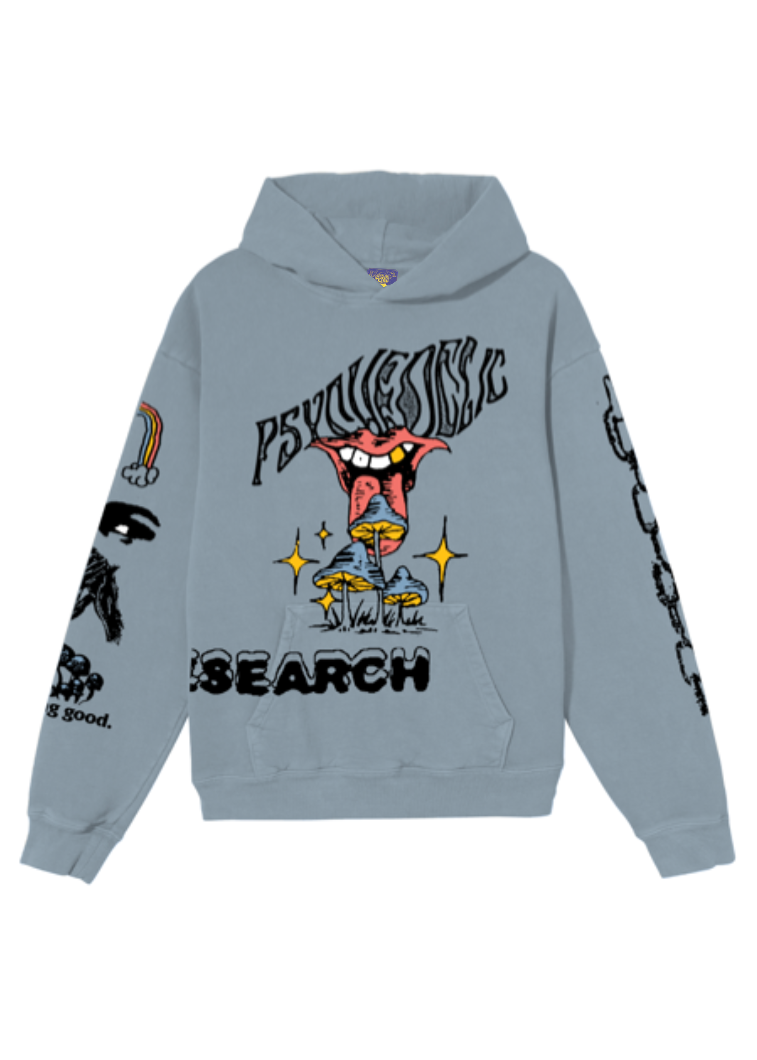 Psychedelic Research Puff Print Graphic Pullover Hoodie