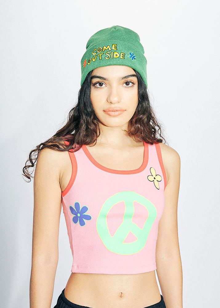 
                      
                        Peace Power Ribbed Ringer Tank Top
                      
                    