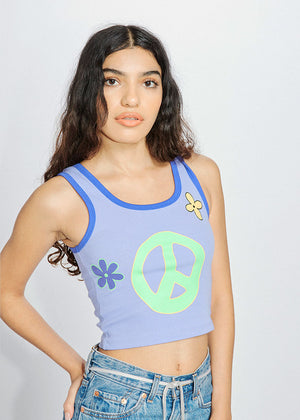 Peace Power Ribbed Ringer Tank Top
