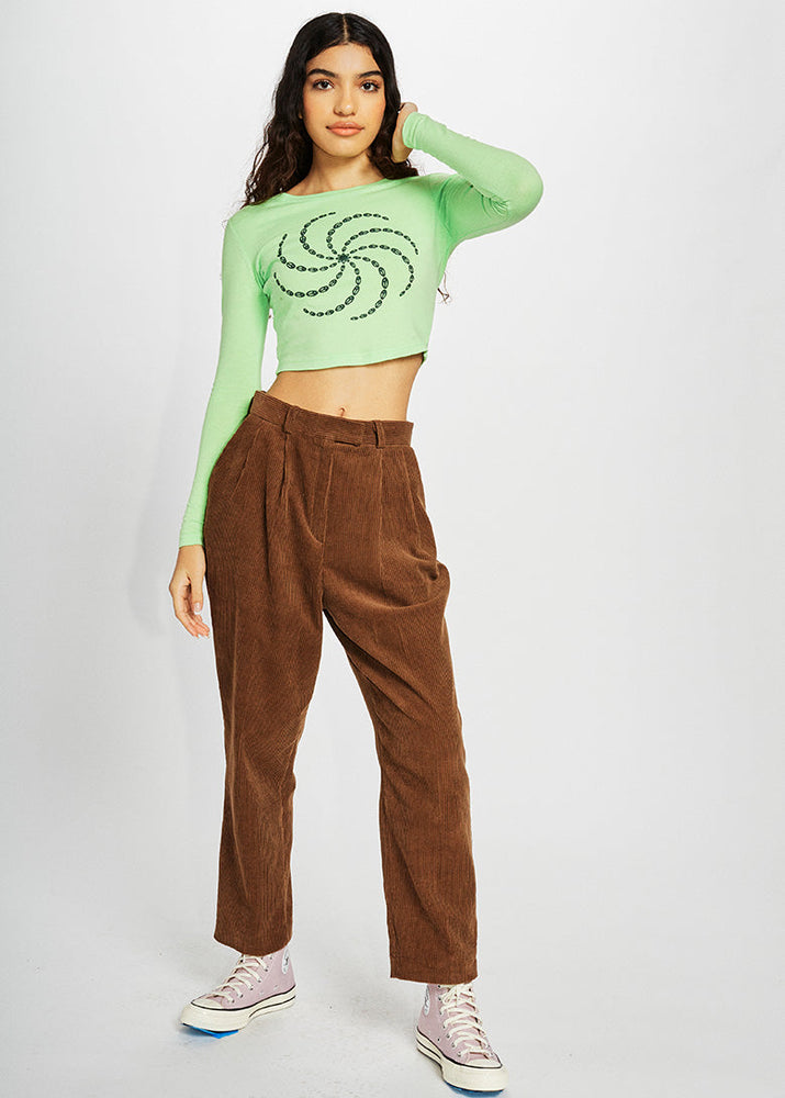 
                      
                        Peace Spiral Puff Print Long Sleeve Crop Top
                      
                    